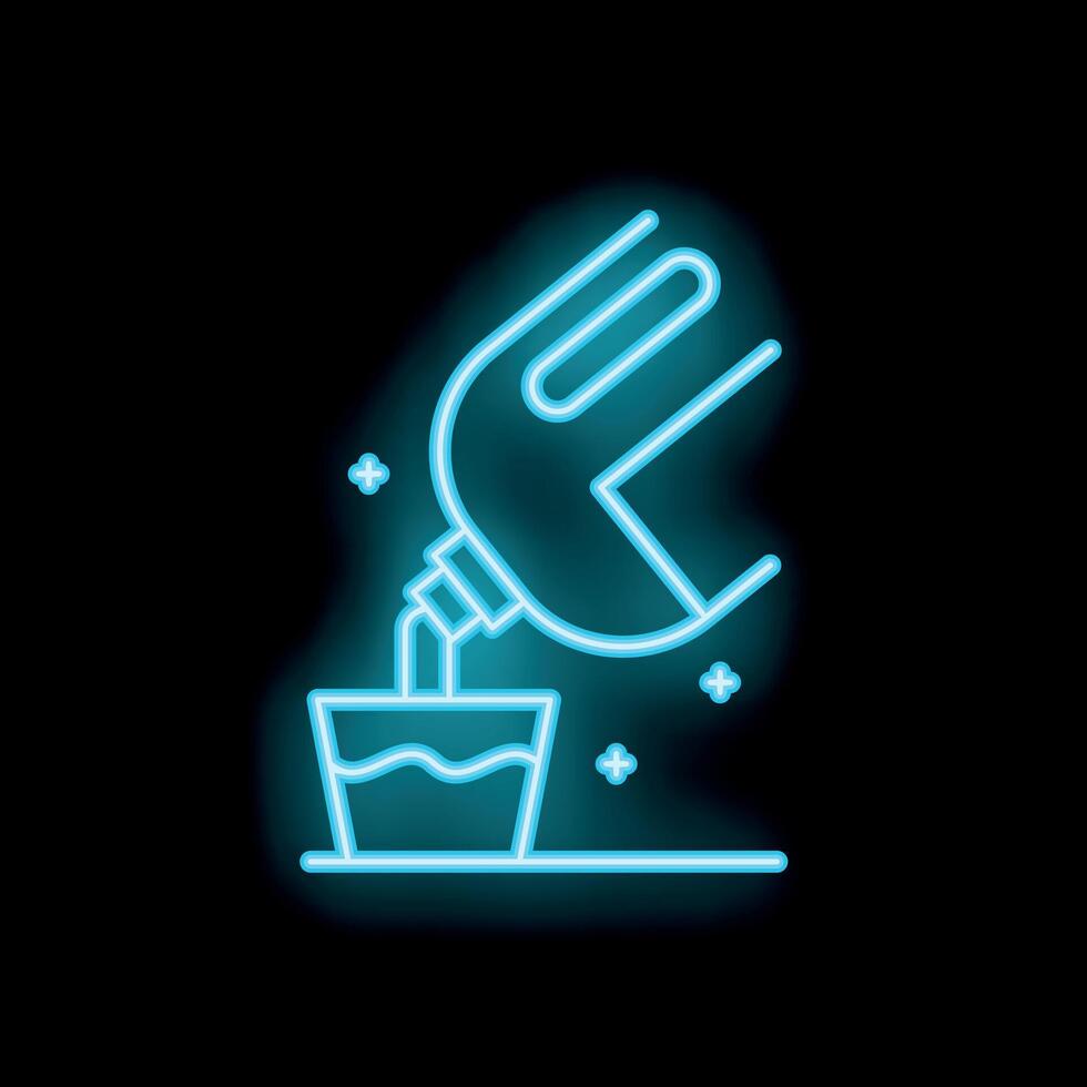 Neon sign of detergent being poured into measuring cup laundry concept vector