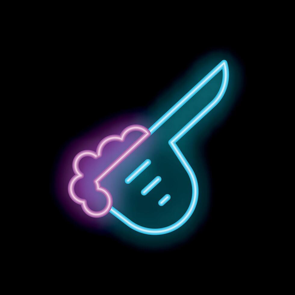 Neon sign representing a smoking gun with brain matter on the barrel vector