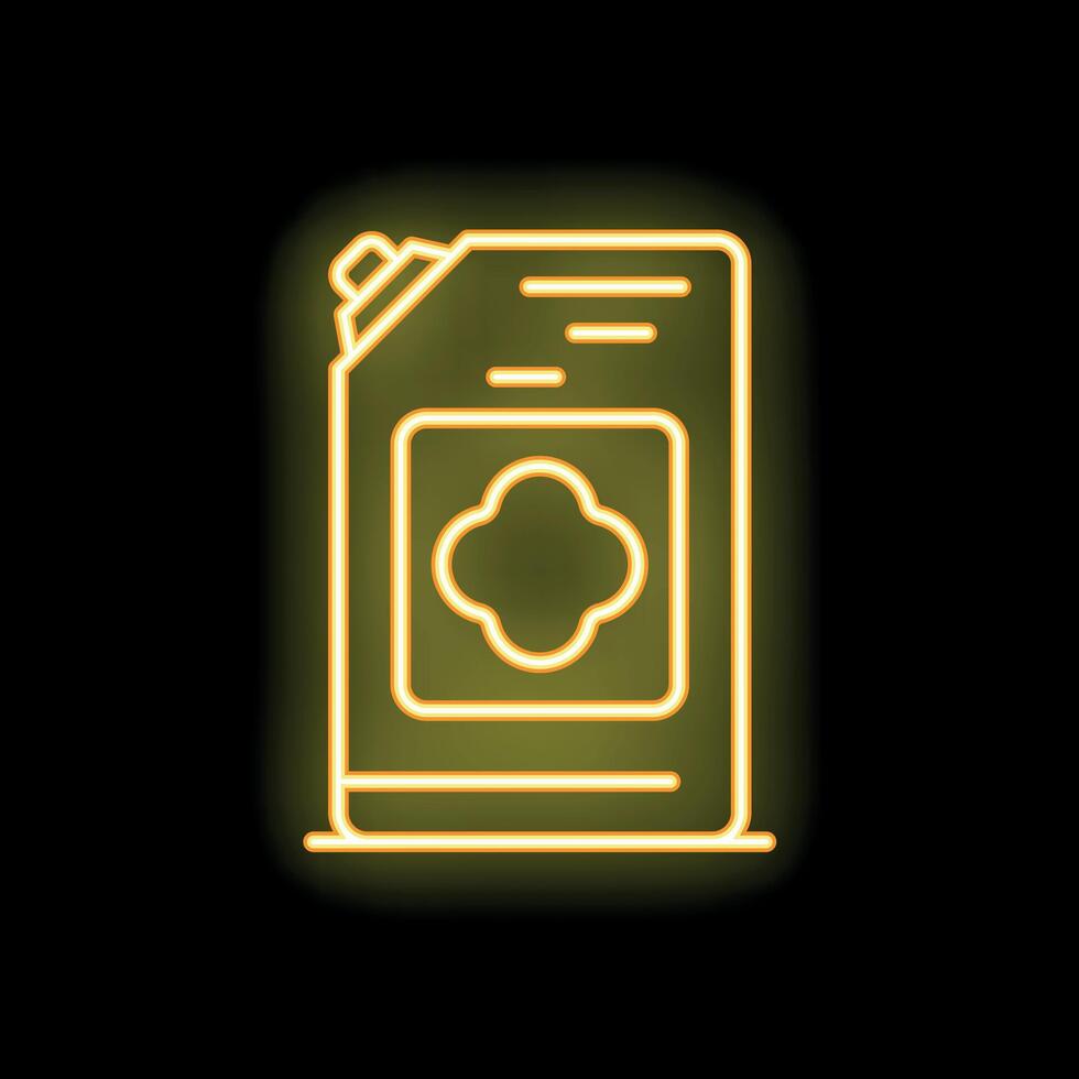 Neon yellow laundry detergent glowing on black background vector