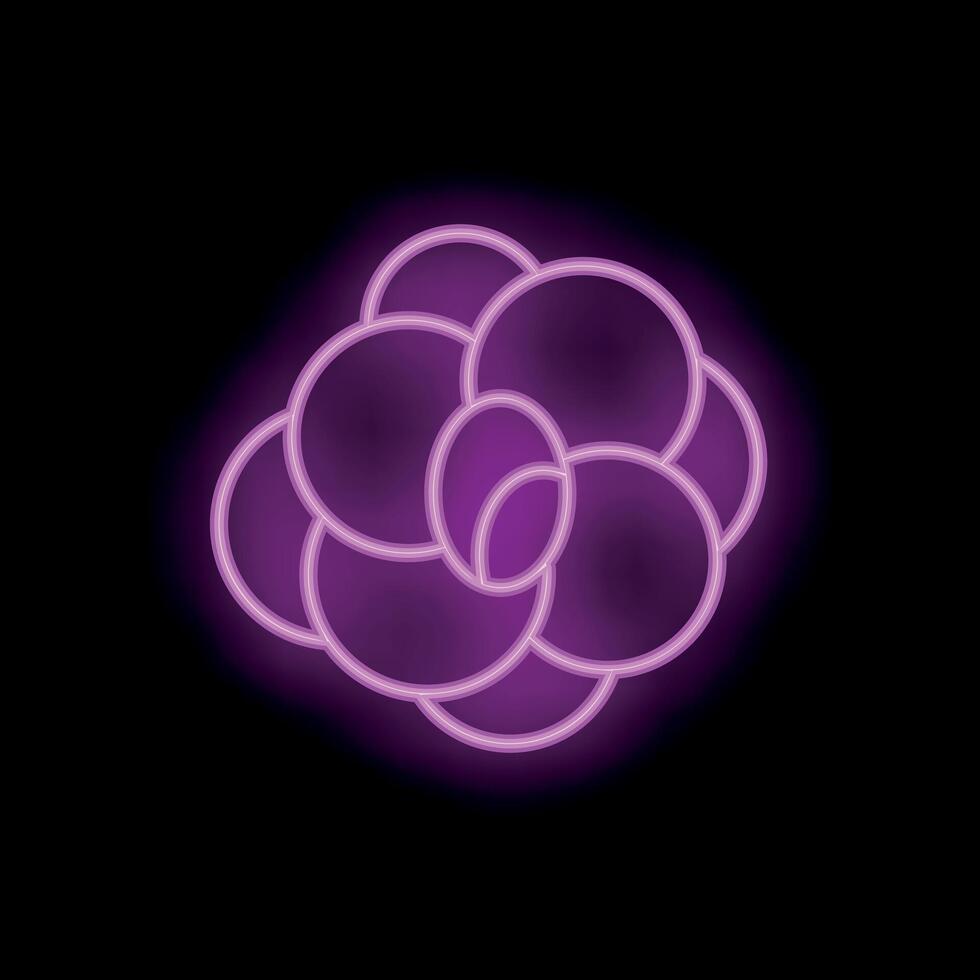 Bright pink neon flower sign glowing on black background vector
