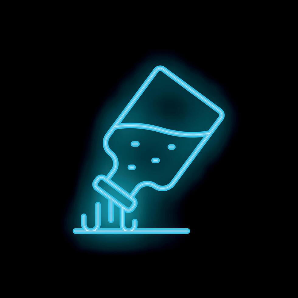 Neon style icon of bottle pouring liquid on surface vector