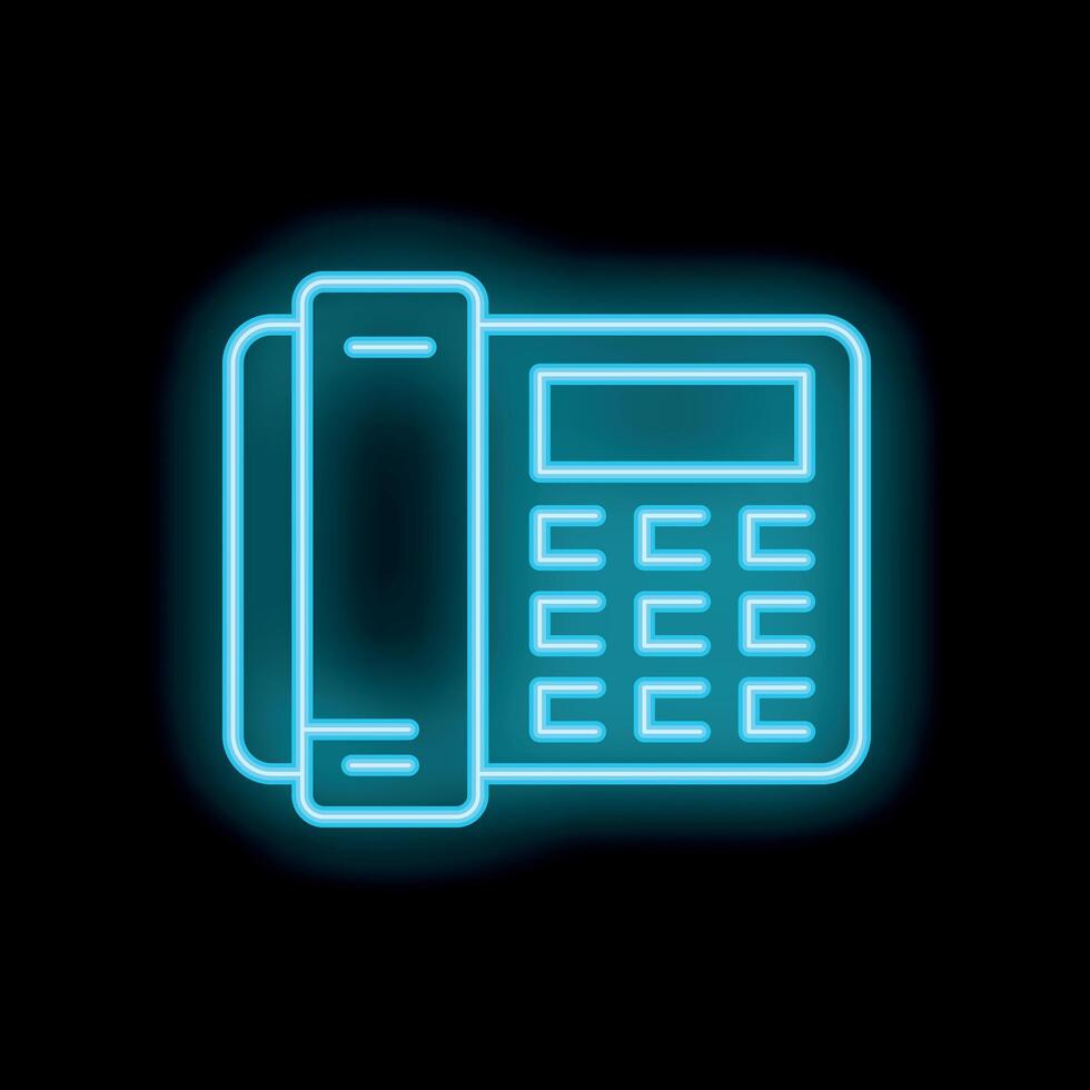 Blue neon office phone shining in the dark vector