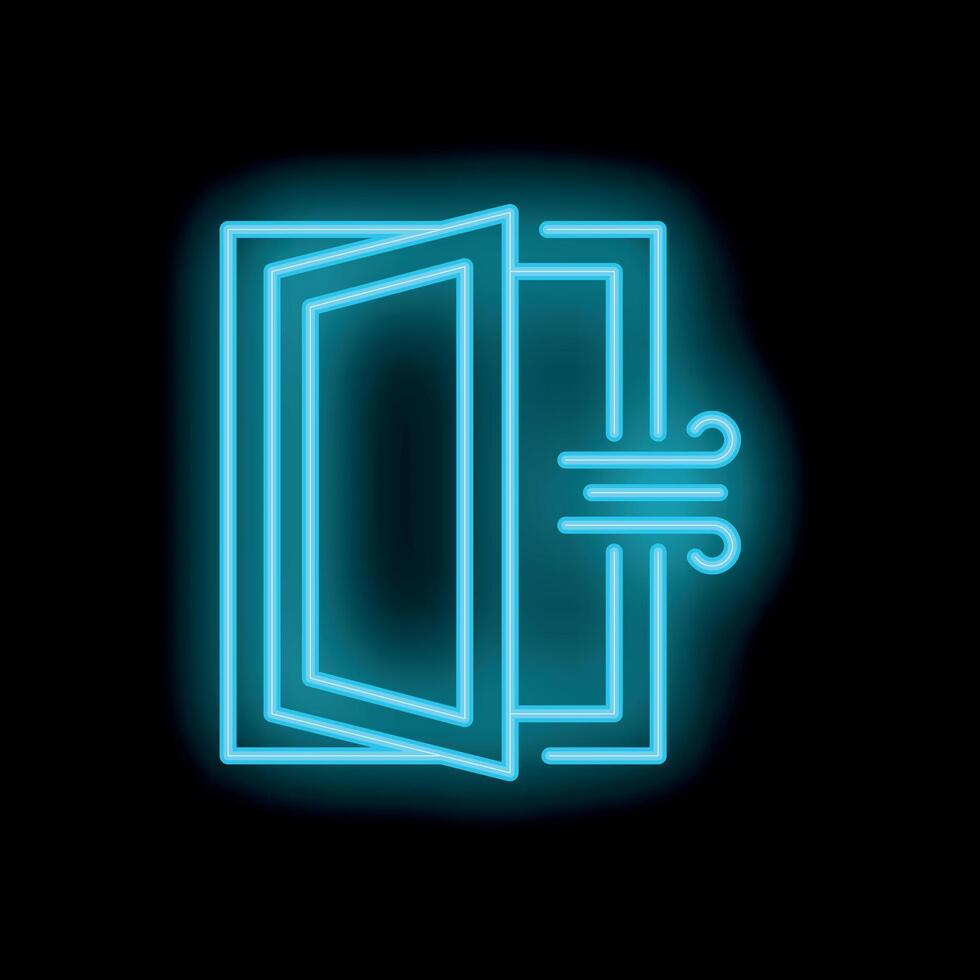 Neon open window allowing fresh air to enter room vector