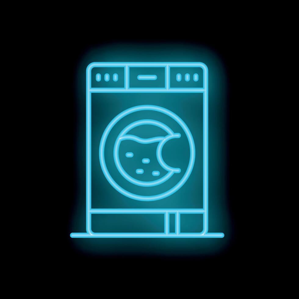 Neon icon of washing machine showing laundry day vector