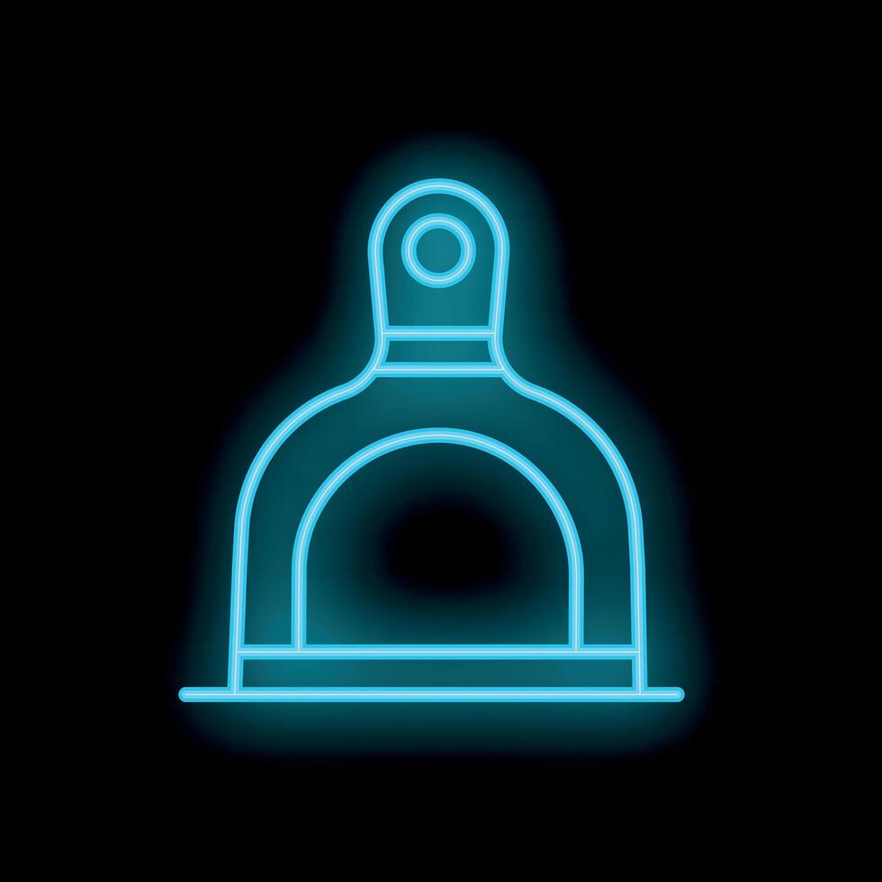 Neon stirrup icon glowing on dark background vector