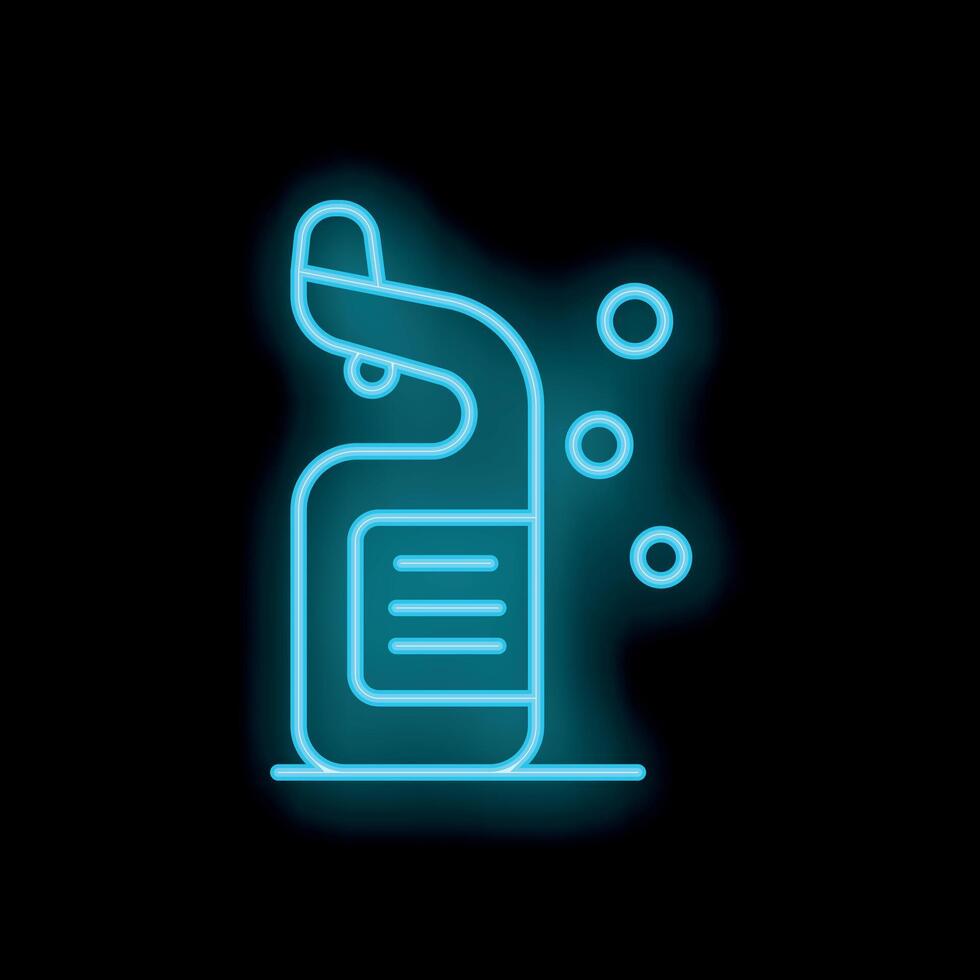 Neon spray bottle icon glowing on dark background vector