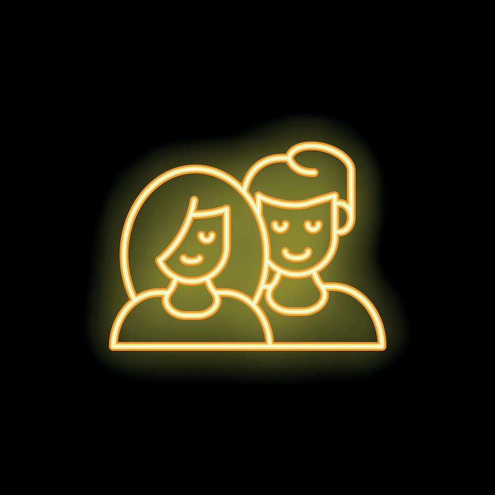Neon icon of man and woman smiling with eyes closed vector