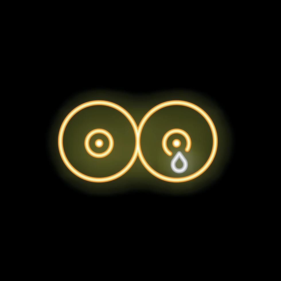 Neon icon of two wireless earbuds on black background vector