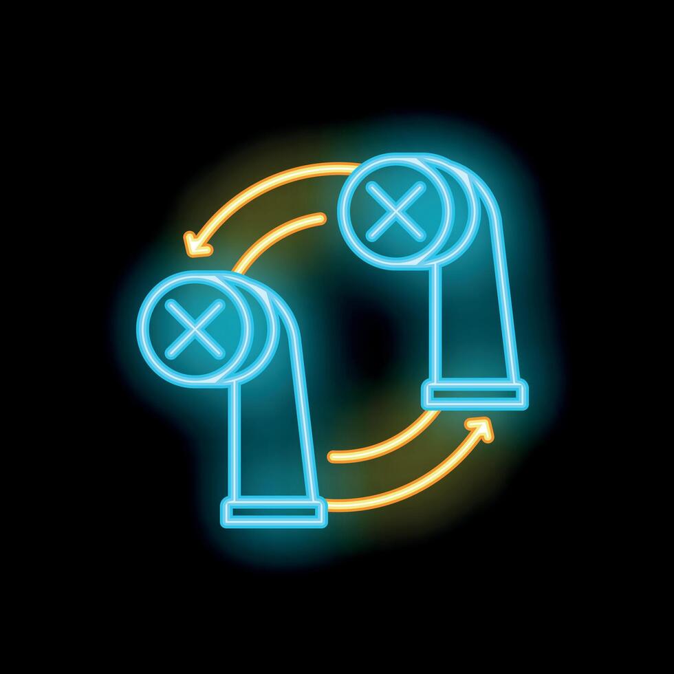 Neon sign showing wireless earbuds switching between devices vector