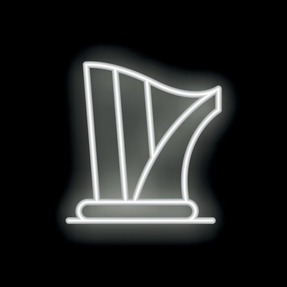 White neon sign depicting burj al arab hotel on black background vector