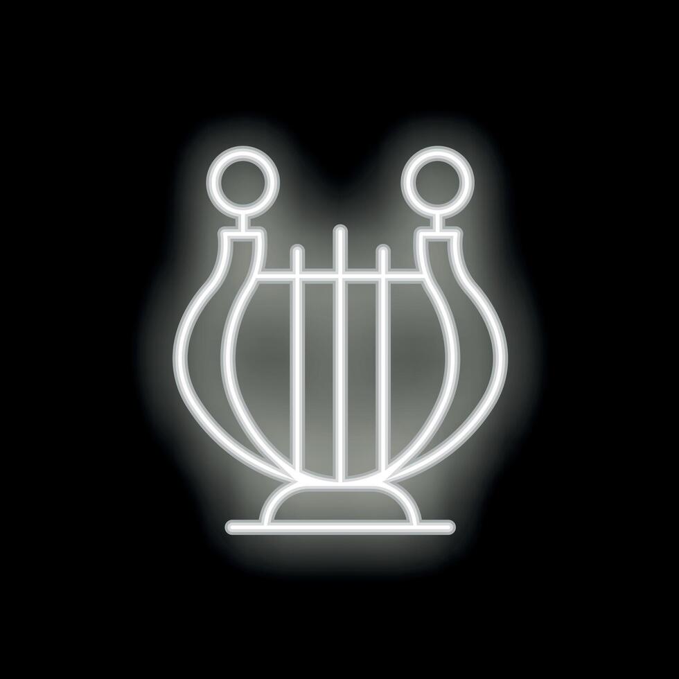 Neon lyre glowing on black background vector