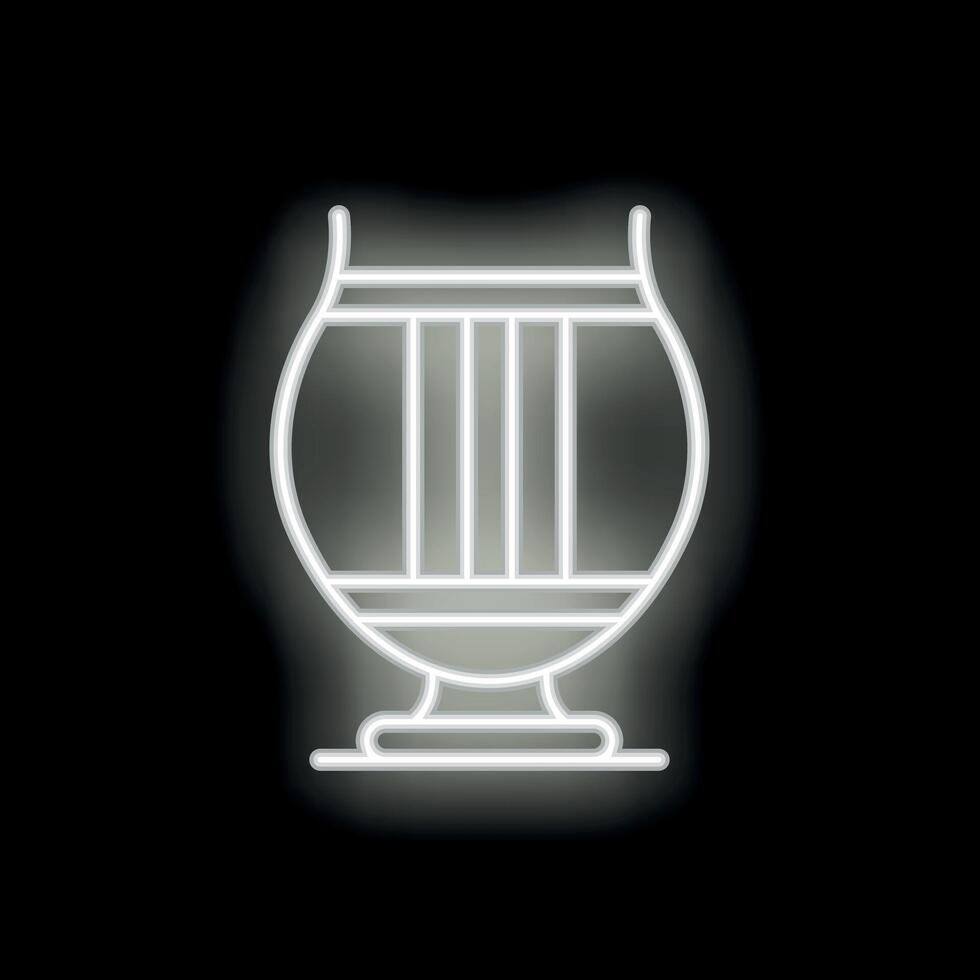 White neon lyre glowing on black background vector