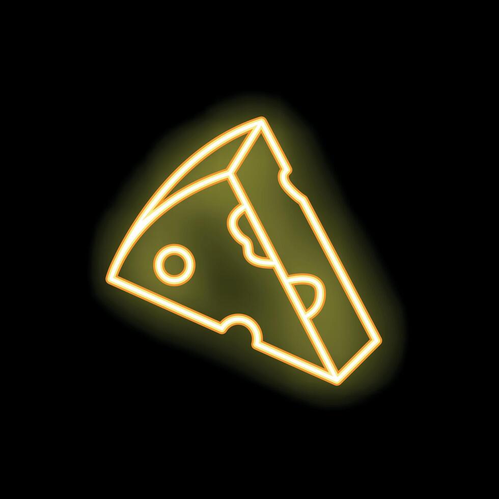 Neon icon of cheese glowing on dark background vector