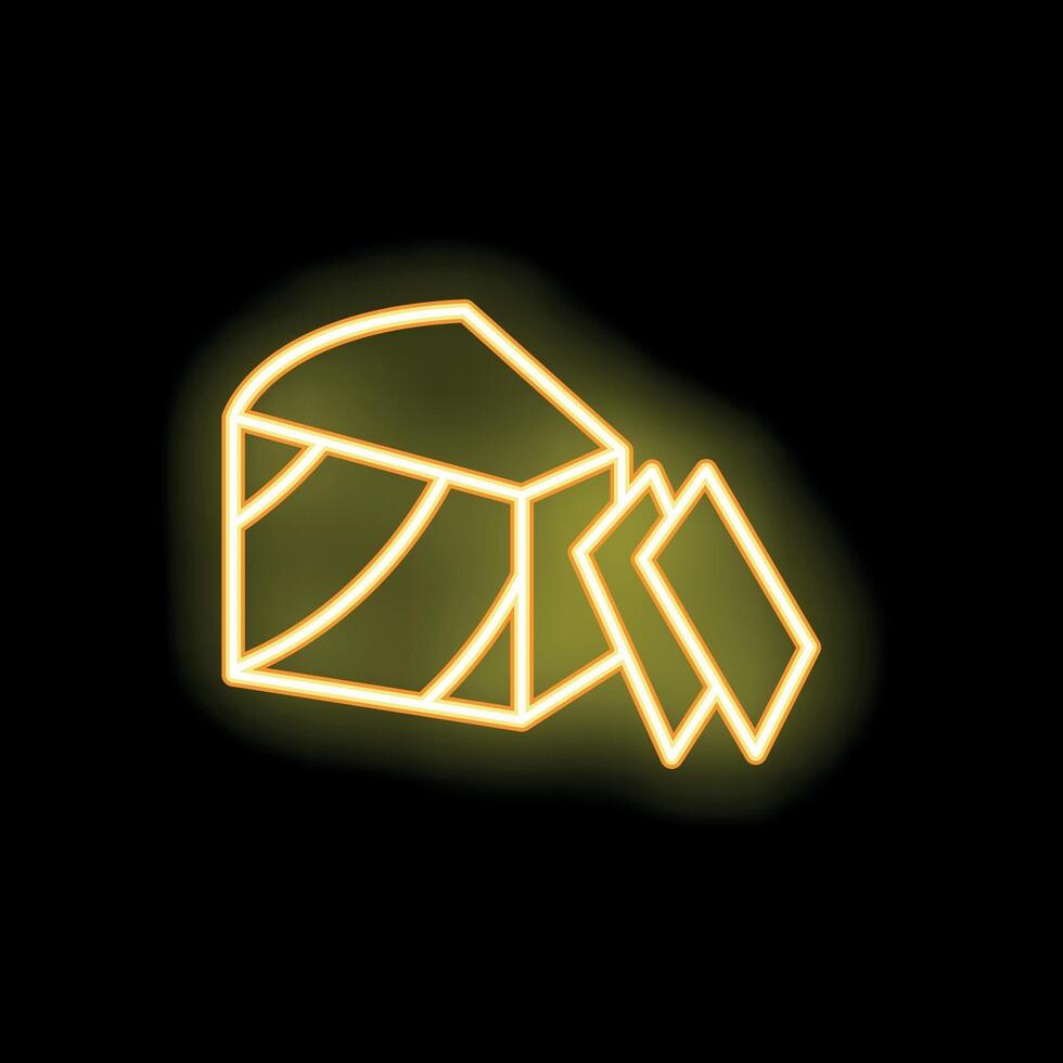 Neon yellow chocolate bar icon on black background vector
