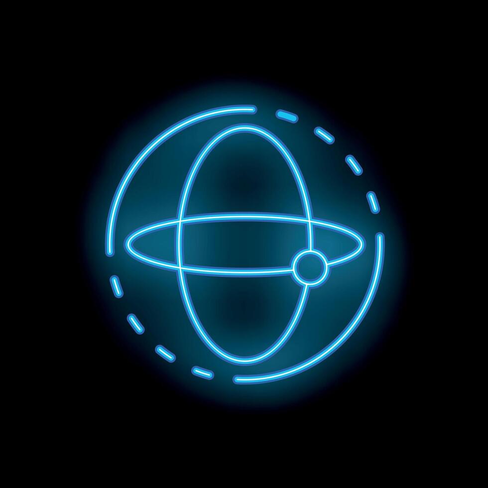 Blue neon globe rotating on black background vector