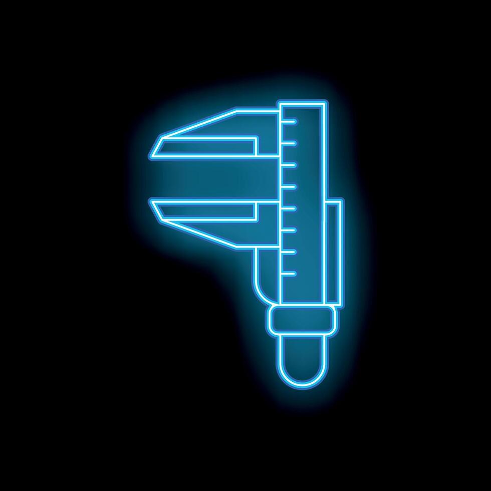 Blue neon caliper is glowing on dark background vector