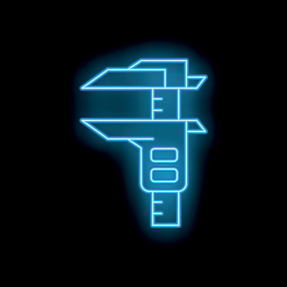 Glowing neon line vernier caliper icon isolated on black background vector