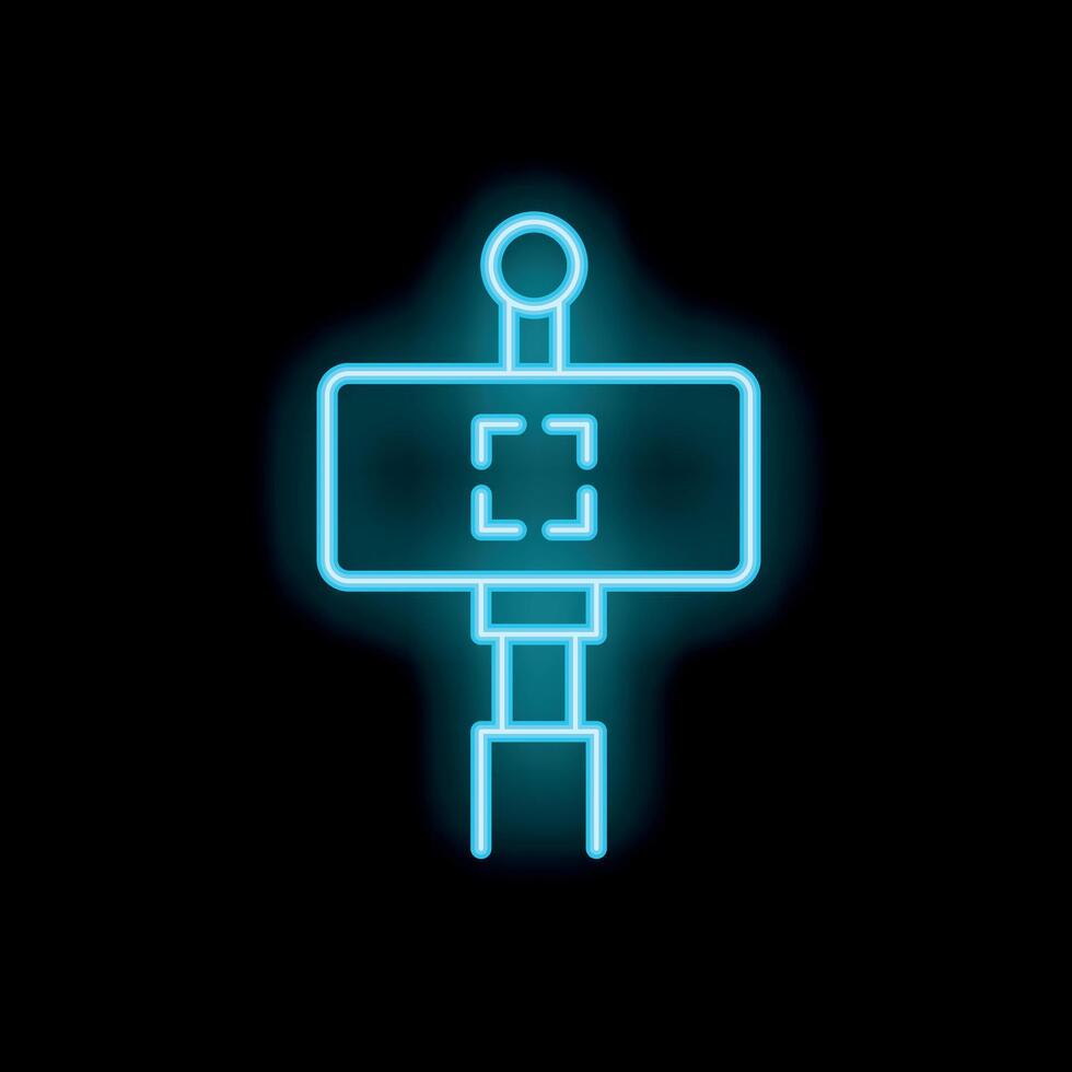 Neon icon of a smartphone gimbal for recording and content creation vector