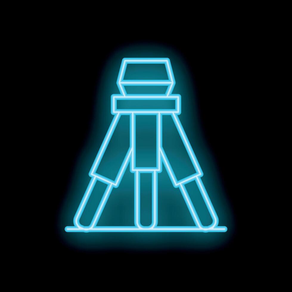 Blue neon sign of a tripod on a black background vector