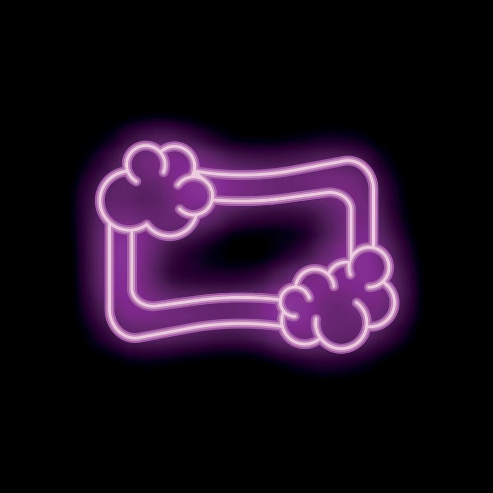 Neon pink speech bubble with clouds appearing on black wall vector