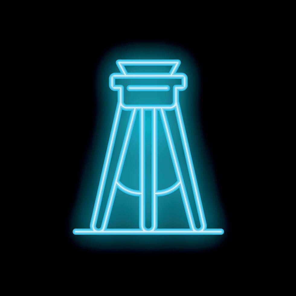 Neon style icon of tripod on black background vector