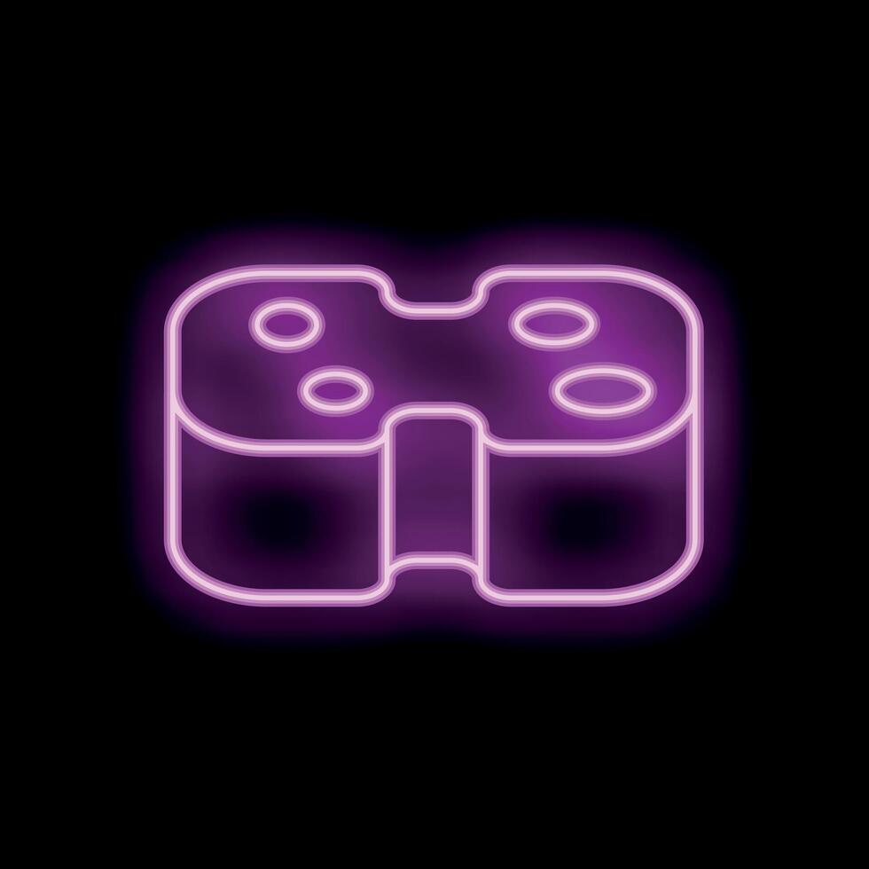 Neon sign of delicious cheese with holes on black background vector
