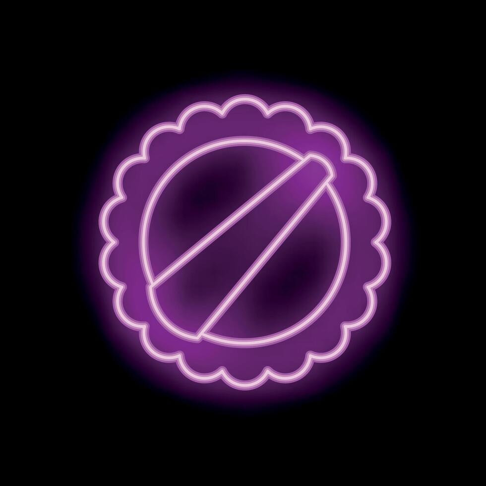 Glowing neon sign of a blank award ribbon with copy space on a black background vector