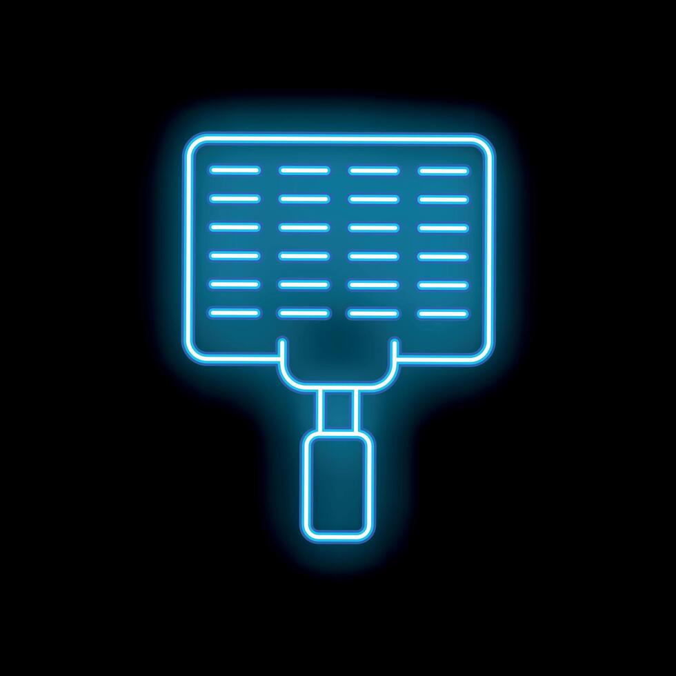 Blue neon sign of empty barbecue grill grid on black background vector