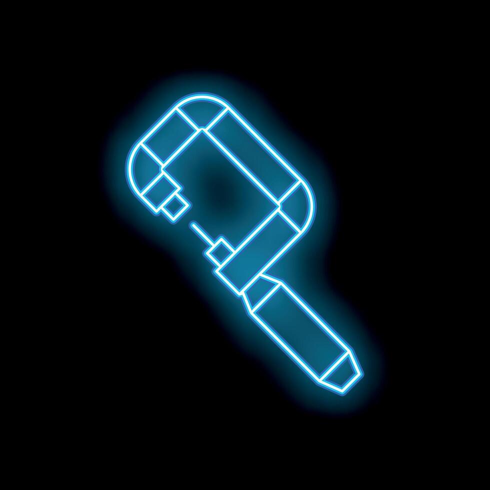 Blue glowing neon line caliper icon isolated on black background vector