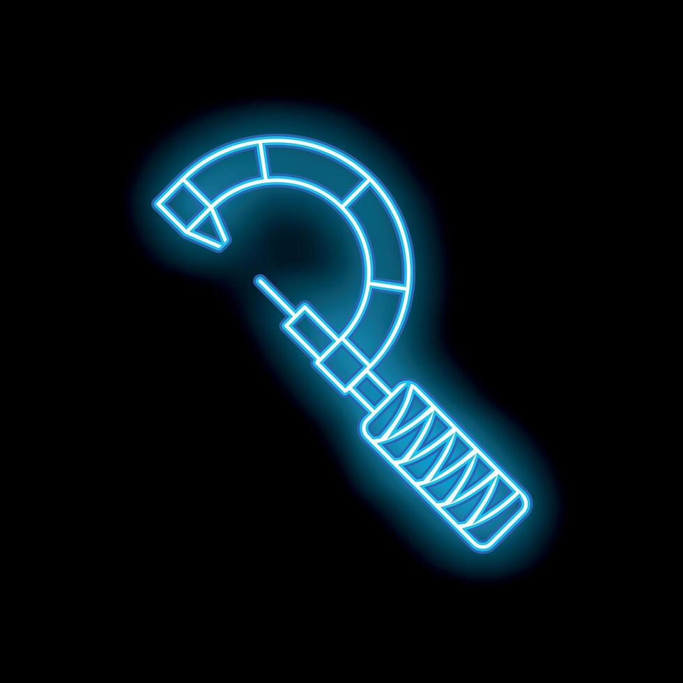 Neon icon of micrometer screw gauge showing measurement instrument for precise external diameter measurement vector