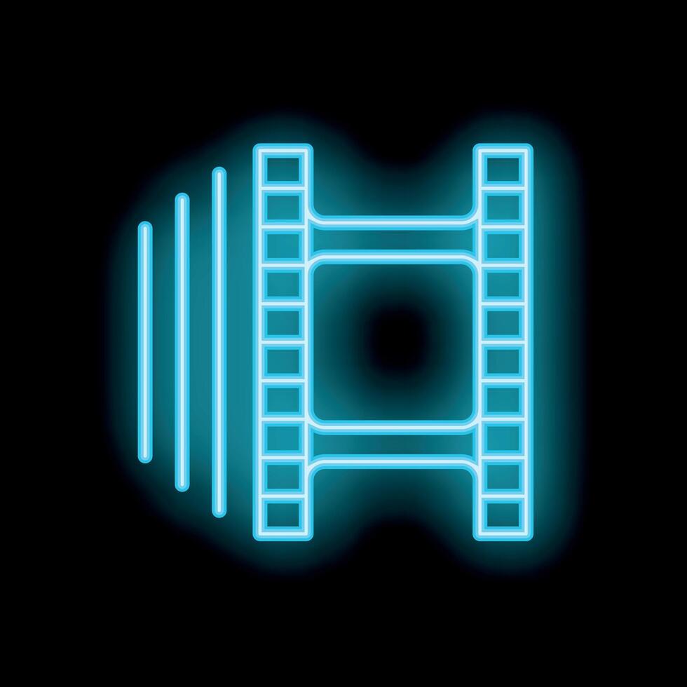 Neon film strip glowing on black background vector