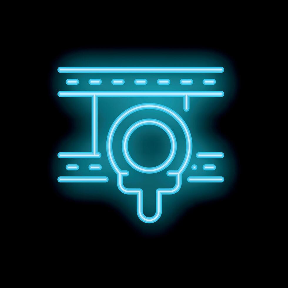 Blue neon sign icon of a car getting washed in a car wash, on a black background vector