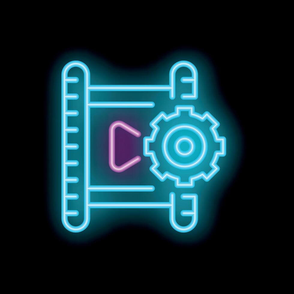 Neon editing software icon representing content creation process vector