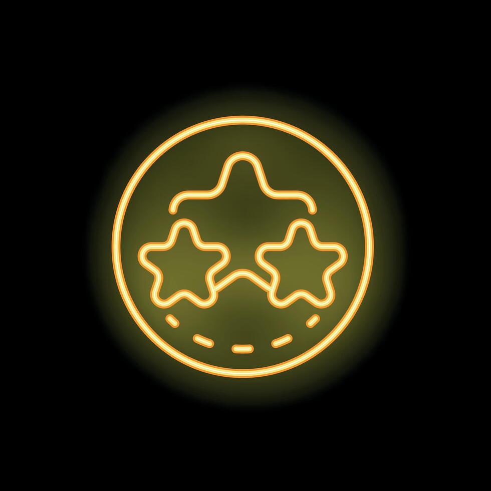 Neon sign showing three stars for customer satisfaction rating vector