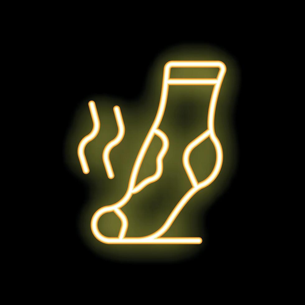 Neon yellow stinky sock icon illustrating foot odor problem vector