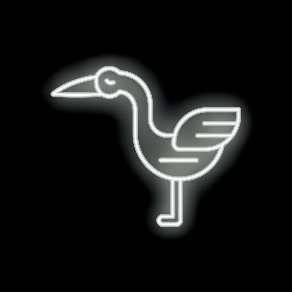 Neon flamingo bird glowing on black background vector