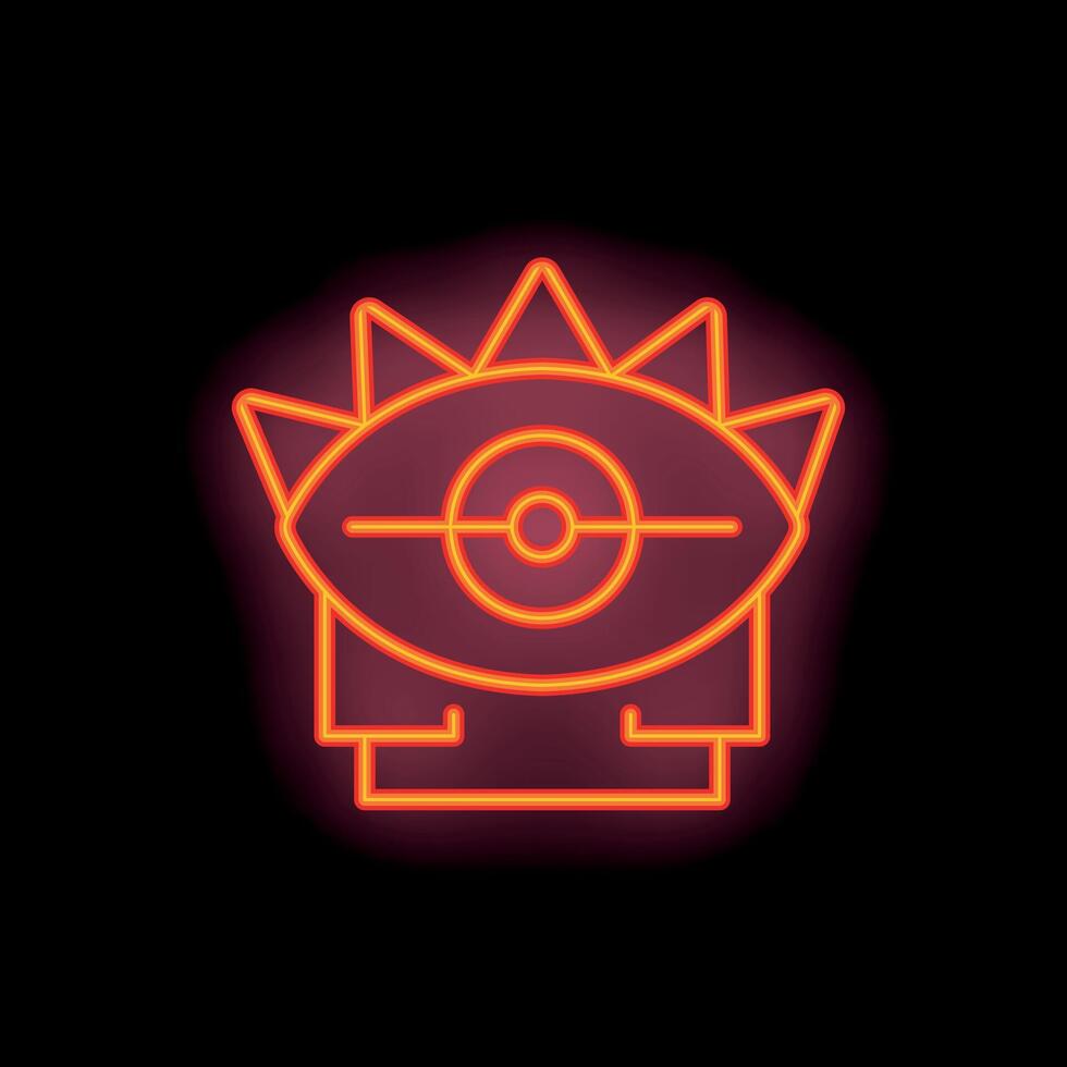 Neon sign representing an eye with eyelashes and spikes on top vector