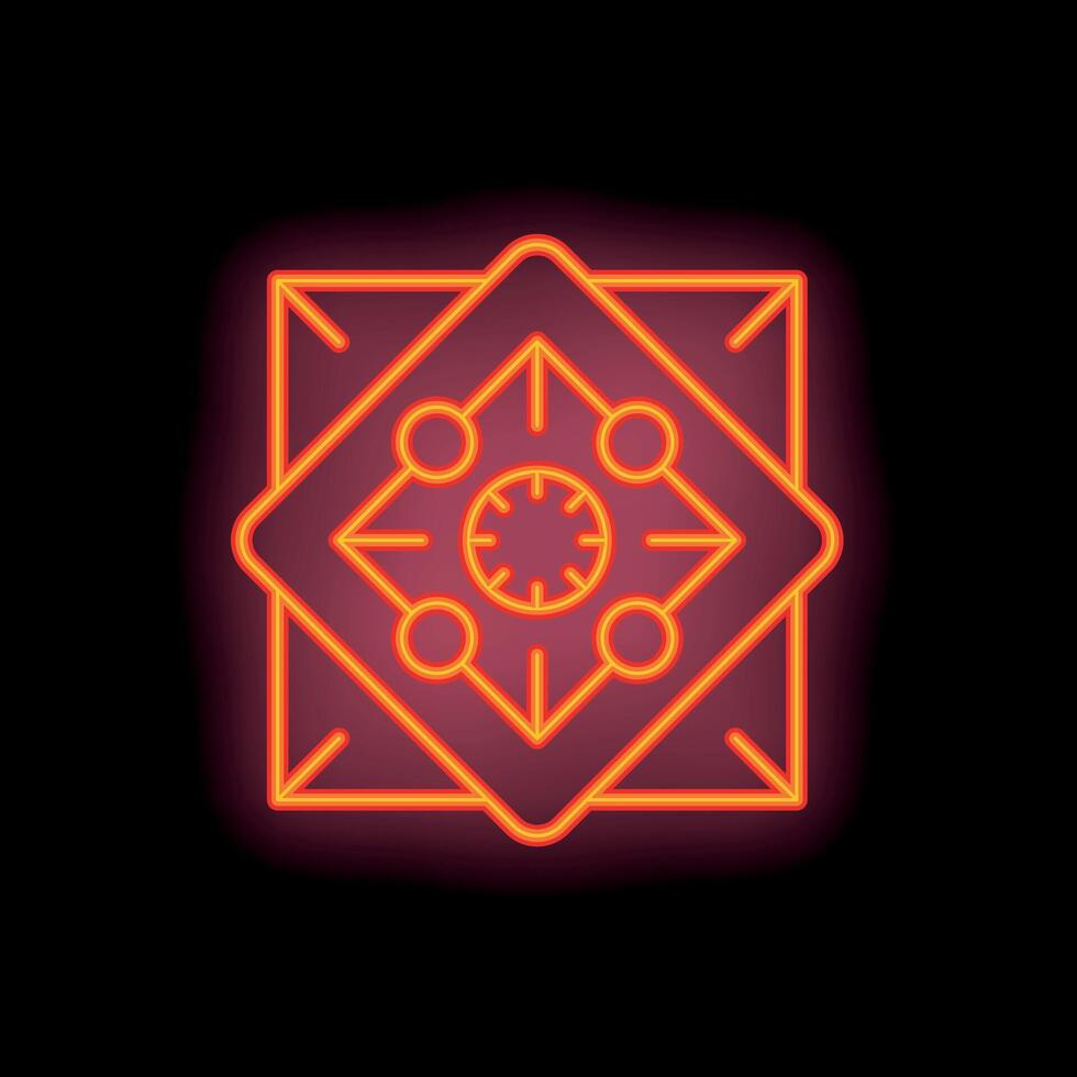 Neon red mandala pattern shining in the dark background vector