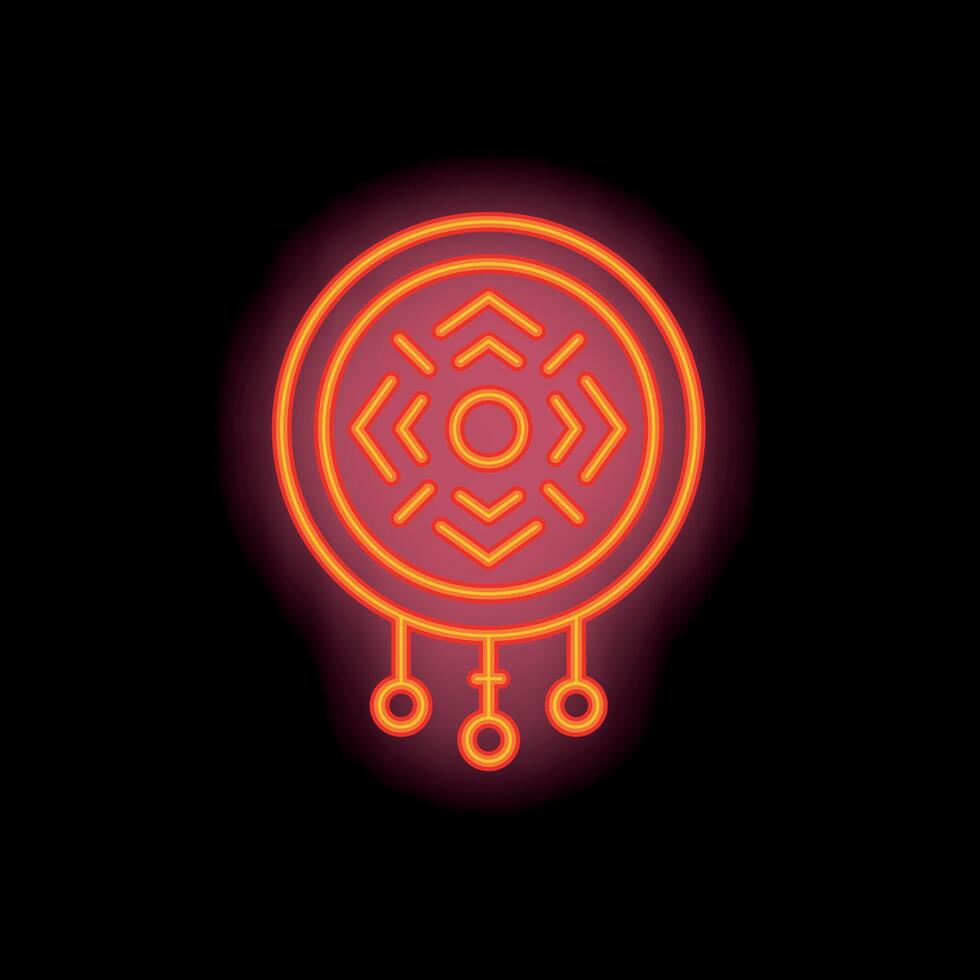 Neon dreamcatcher shining brightly with orange light vector