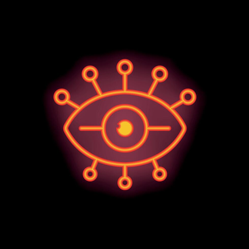 Neon eye symbol representing concepts of vision and awareness vector