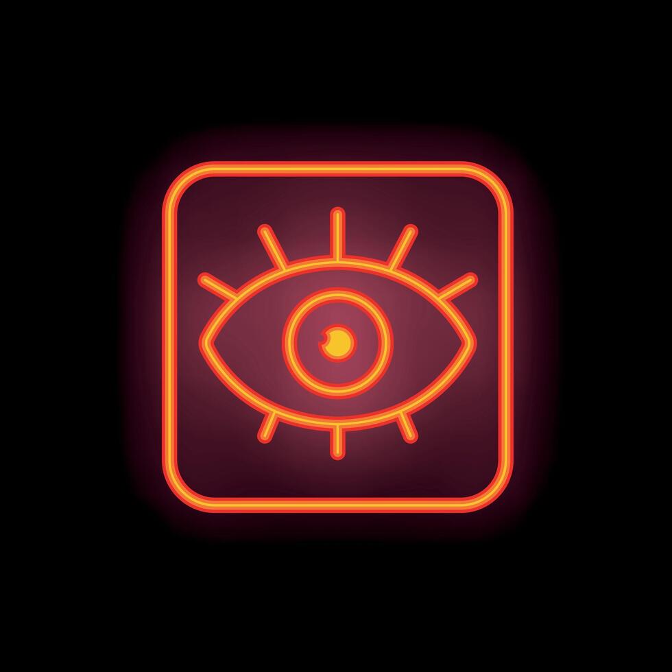 Neon eye symbol glowing in the dark vector