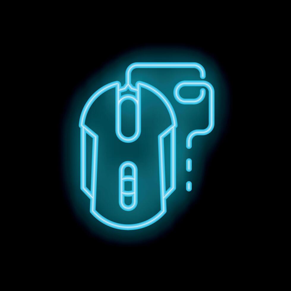 Neon computer mouse glowing on black background vector