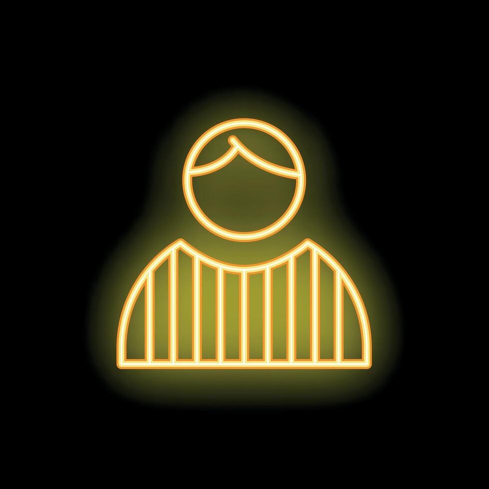 Neon icon of a referee wearing striped uniform vector