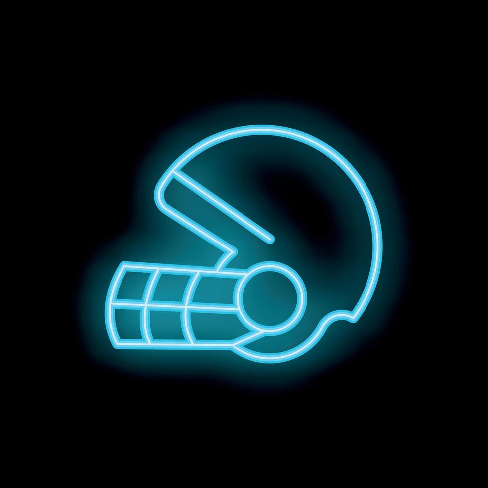 Neon american football helmet shining in the dark vector