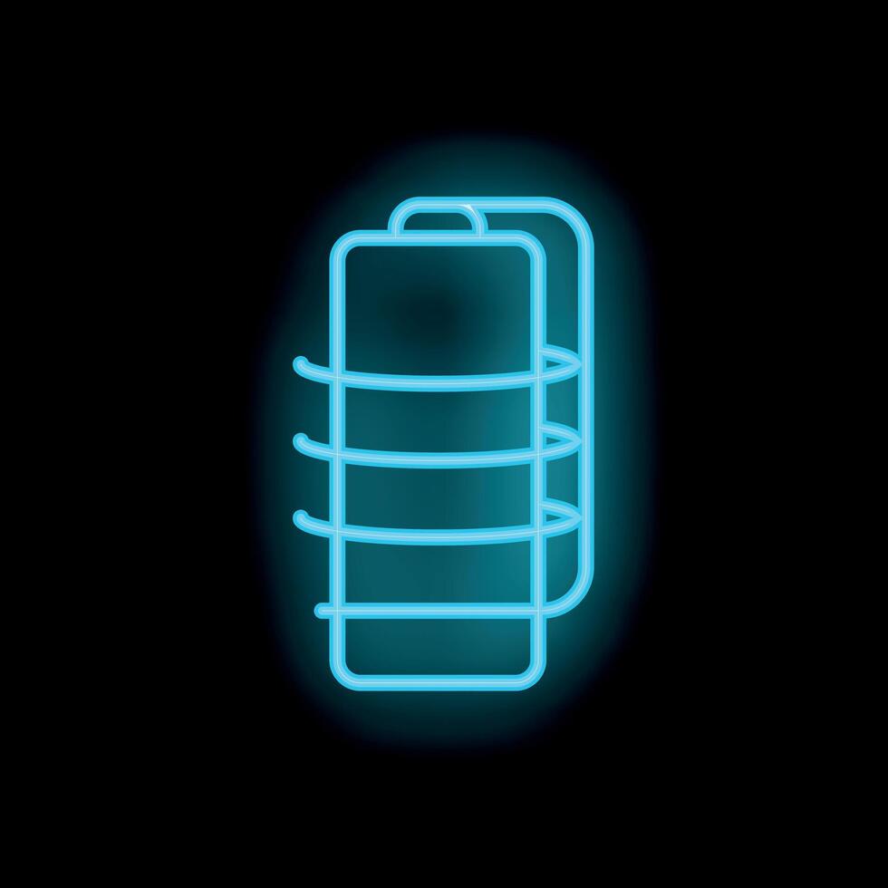 Neon icon of induction heating coil for industrial use vector