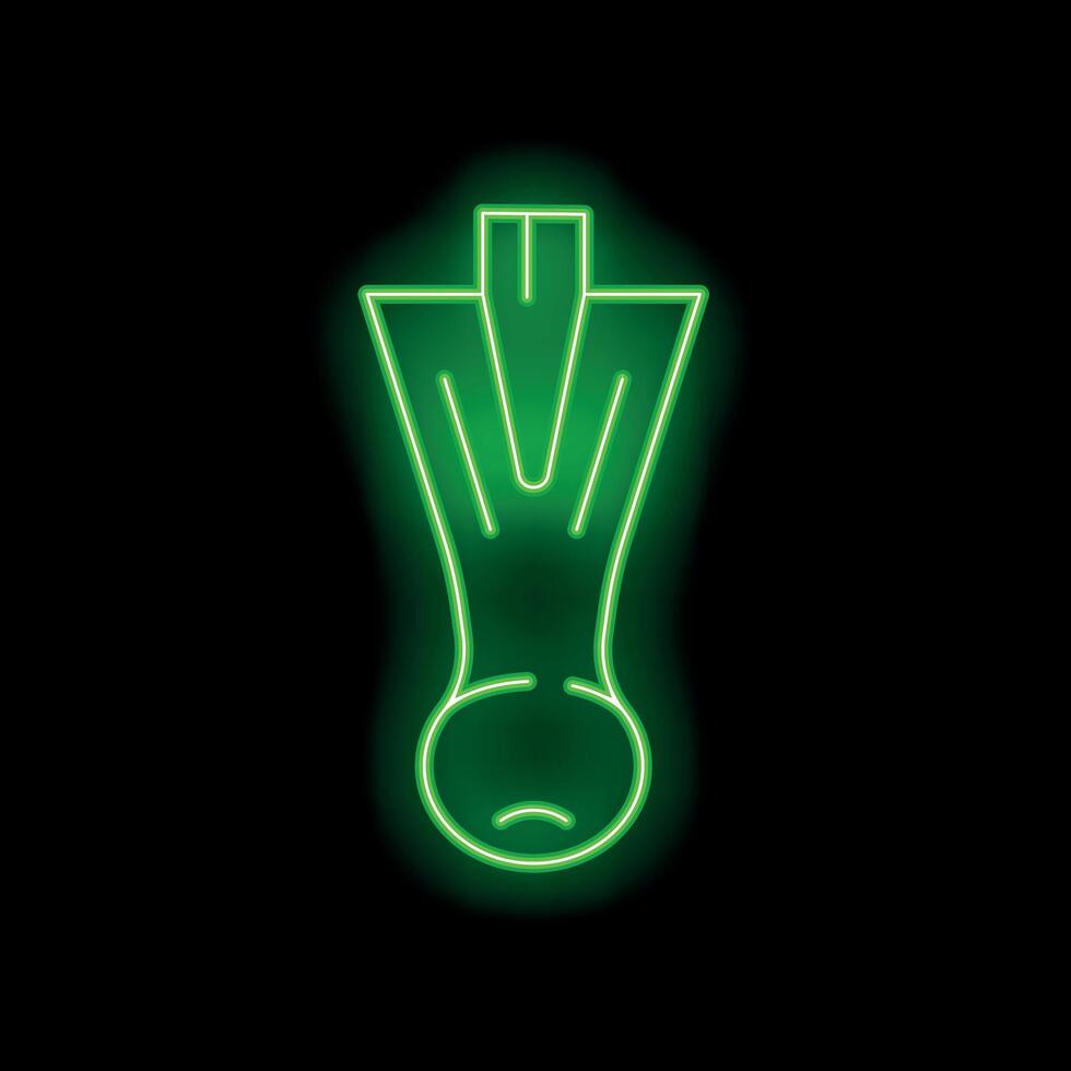 Glowing neon green bok choy on black background vector