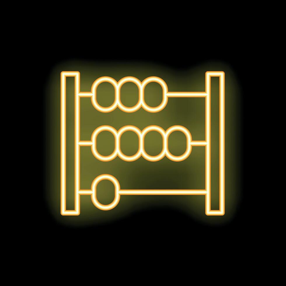 Neon yellow abacus icon glowing on a black background vector