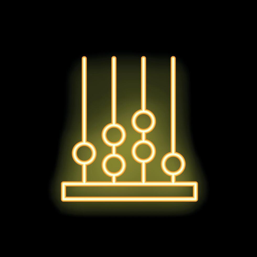 Yellow neon abacus icon showing calculating concept on black background vector