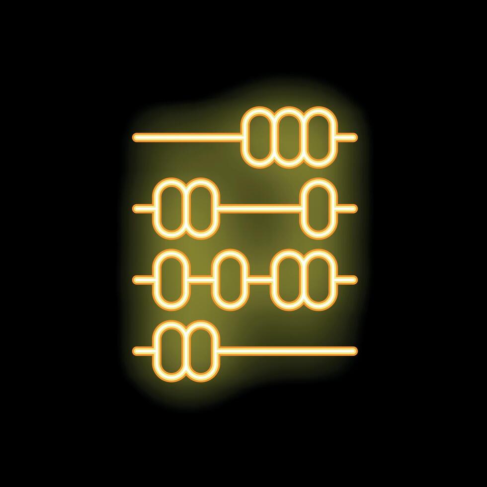 Yellow neon abacus icon glowing on black background vector
