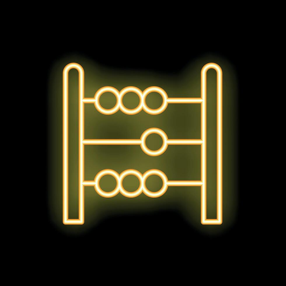 Bright neon yellow abacus icon representing counting and calculating on black background vector